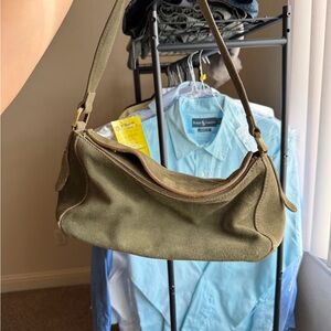 Olive Suede Shoulder Bag - Unbranded